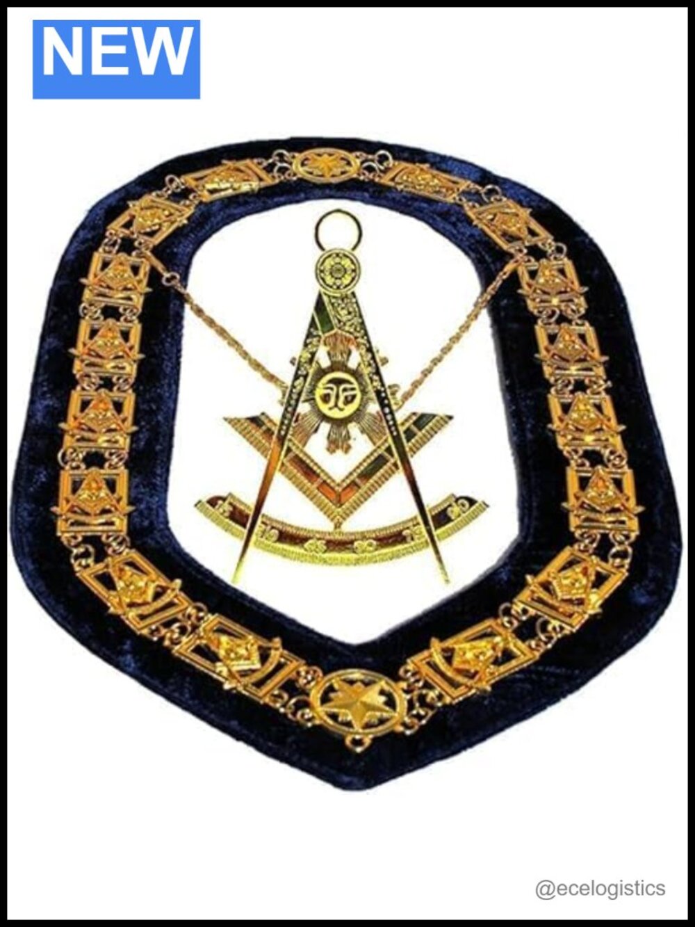 Past Master Chain Collar Masonic Regalia Brass Polished Necklace